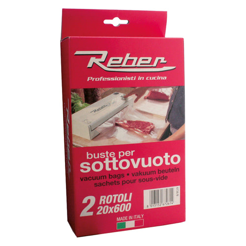Sacchetti A Rotoli Per Sottovuoto Scatolati N. 2 Rotoli Cm 30 X 6 Mt - Reber