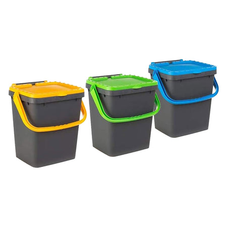 Pattumiera Per Raccolta Differenziata 'Ecoplus' 20 Lt.- Cm 34 X 34 X H 34 Grigio + Coperchio Colorato - Ecoplast
