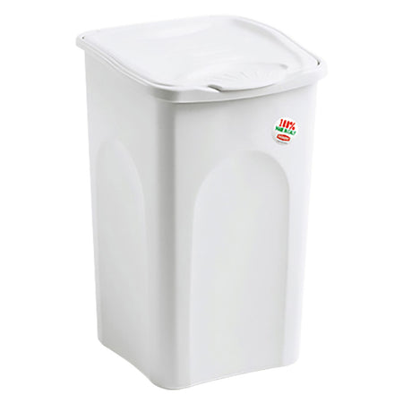 Portabiancheria Tutto Chiuso 'Primavera' Lt.50 Cm 37 X 37 X H 56 Bianco - Stefanplast