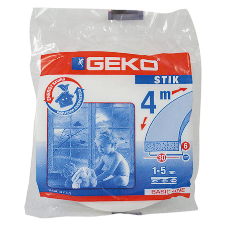 Parafreddo In Spugna Per Porte E Finestre 'Stik' Mm 30 X Mt. 4 - Bianco- 34 Pezzi - Geko
