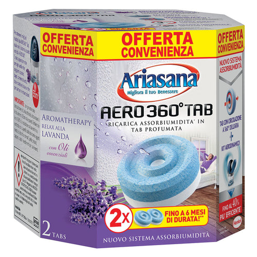 Ricarica Assorbiumidita' 'Ariasana Aero 360 ° Bipac Bipack (2 X Gr.450) Lavanda- 12 Confezione - Ariasana