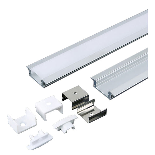 Profilo Canalina In Alluminio Per Strip Led 3350 Mm 24,7 X 7 - Largh.Max 12,4 - Vtac