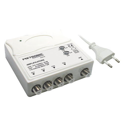 Amplificatore Interno 1 In/4 Out 1 Ingresso Uhf/Vhf - 4 Uscite Tv - Metronic