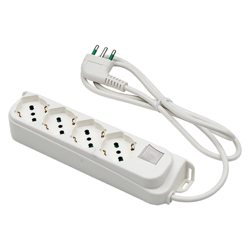 Multipresa Con Interruttore 6 Uscite / Spina 2P+T 16A - Bianca - Fanton