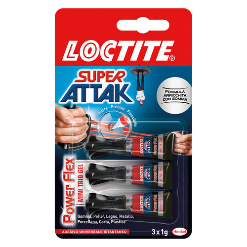 Super Attak 'Power Flex' 3 Pezzi Da Gr.1 - Mini Trio Gel- 24 Pezzi - Loctite