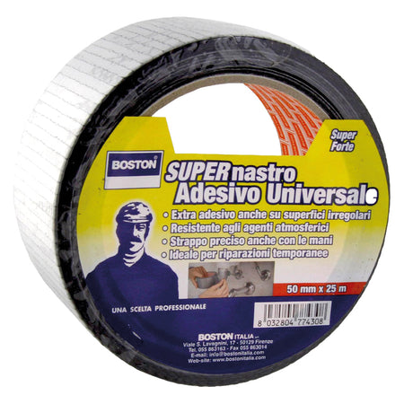 Nastro Telato Universale Mm. 48 X 25 Mt - Nero- 18 Pezzi - Boston