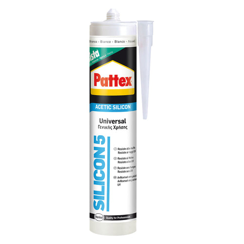 Silicone Acetico Universale Ral 9010 Bianco Ml 280- 25 Pezzi - Pattex