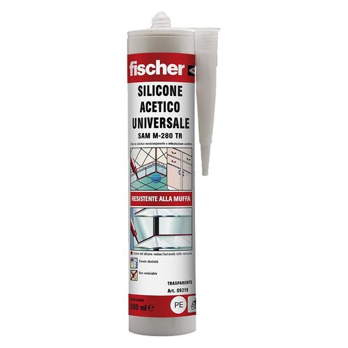 Silicone Acetico Universale Trasparente Ml 280- 25 Pezzi - Fischer