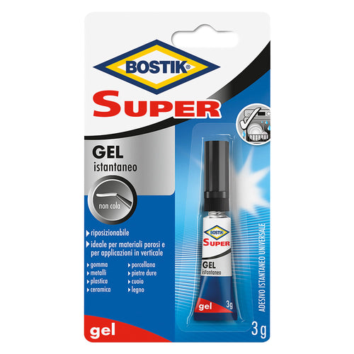 Adesivo Istantaneo Universale Gel 'Super' Gr. 3 (Clip Strip)- 12 Blister - Bostik