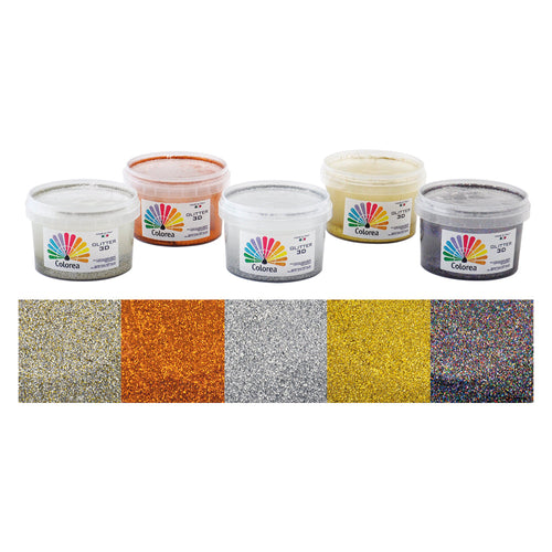 Glitter Per Decorazioni Ml.250 - Color Argento- 6 Pezzi - Colorea