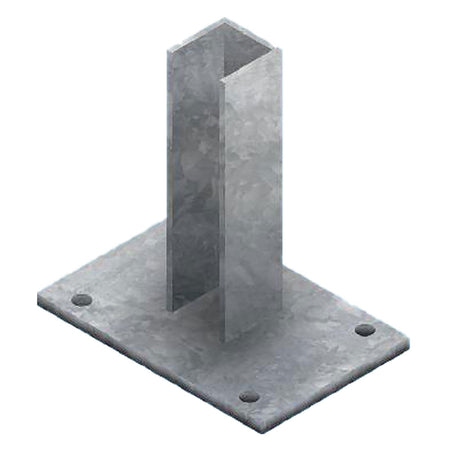 Base Supporto Per Paletto Quadro Zincata - Per Paletto Mm 50 X 50- 4 Pezzi - Ferro Bulloni