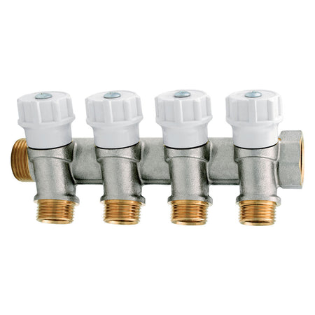 Collettore Con Rubinetto D'Arresto 3 Vie- 4 Pezzi - Itap