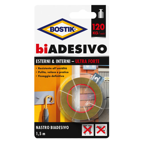 Nastro Biadesivo In Schiuma Per Esterni/Interni Mm. 19 X 1,5 Mt- 6 Pezzi - Bostik
