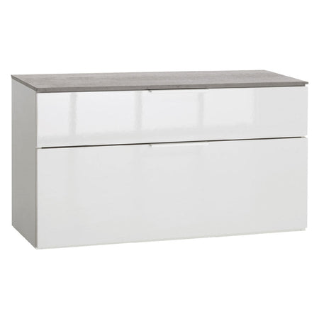 Panca Doppio Cassetto Linea 'Galaverna' Cm. 35 X 90 X H.50 - Cemento/Bianco - Composad
