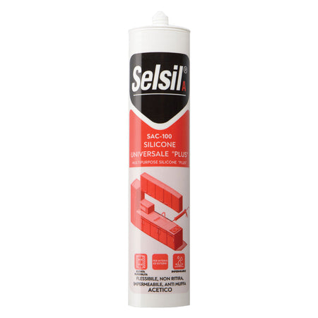 Silicone Acetico Universale 'Sac 100' Nero Ml 280 - (Ral 9005)- 25 Pezzi - Selsil