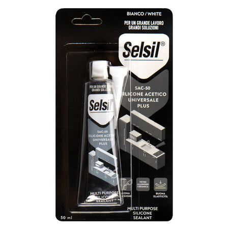 Silicone Acetico Universale 'Sac 100' Trasparente Ml 50 - Tubetto- 12 Pezzi - Selsil
