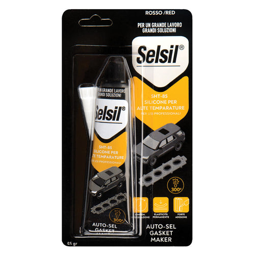 Silicone Acetico Alta Temperatura 'Snh' Rosso Gr 85 - (Ral 3024) Tubetto- 12 Pezzi - Selsil