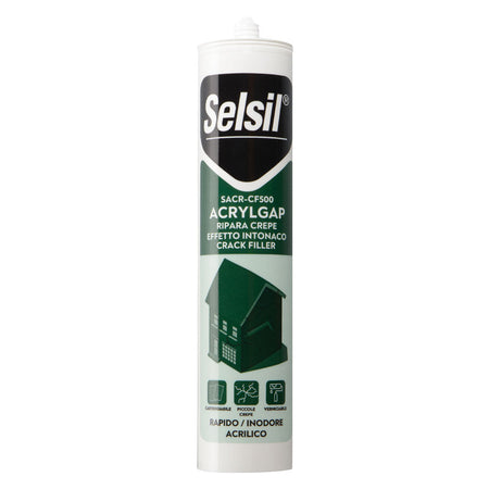 Silicone Acrilico Effetto Ruvido 'Sacr-Cf500' Bianco Ml 310 (Ral 9010)- 12 Pezzi - Selsil