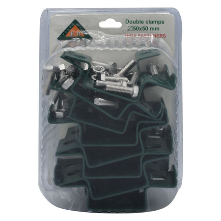 Collare Di Fissaggio Doppio In Acciaio Verniciato Verde - Ferro Bulloni