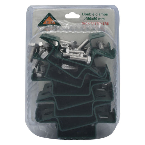 Collare Di Fissaggio Doppio In Acciaio Verniciato Verde - Ferro Bulloni