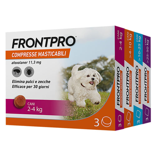 Compresse Antiparassitarie Masticabili 'Frontpro' Cani 4,0 Fino A 10 Kg / 3 Compresse Da 28,3 Mg - Frontline