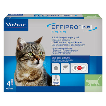 Antiparassitario 'Effipro Duo' 'Gatto' Da 1 A 6 Kg - 4 Pipette Ml 0,5 - Virbac