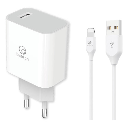 Set Di Carica Da Muro A Singola Usb Cavo Usb Attacco Lightning Apple (Pot.Max 18W) - Lostech