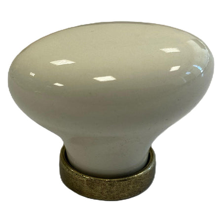 Pomolo Per Mobili 'Ovale' Base Ott.Vecchio / Fondo Avorio Senza Decoro- 10 Pezzi