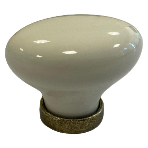 Pomolo Per Mobili 'Ovale' Base Ott.Vecchio / Fondo Avorio / Decoro N.02- 10 Pezzi