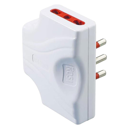 Adattatore Ultrapiatto Triplo Serie 'Emilia Extra Piatta' Presa 2P+T 10A - Spina 2P+T 10A / Bianco - Rosi