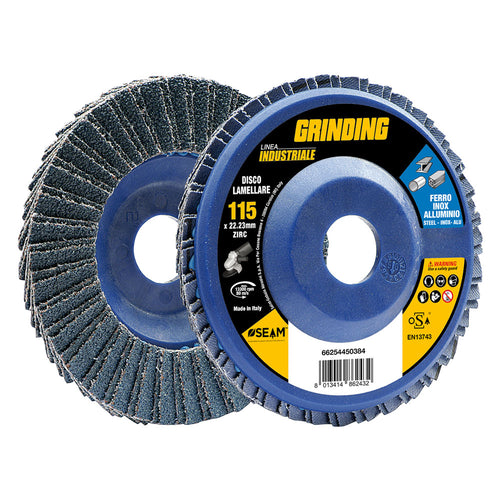 Disco Lamellare Per Acciaio Inox 'Grinding Linea Industriale' Ø 115 Gr. 120- 10 Pezzi - Grinding