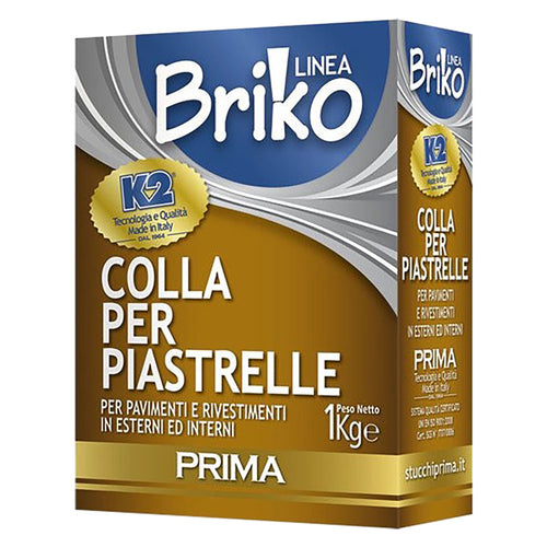 Collante In Polvere Per Piastrelle 'Briko K2' Kg. 1 - Scatola- 12 Pezzi - K2