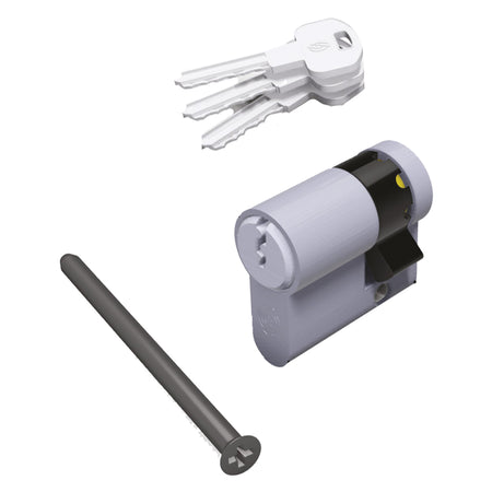 Mezzo Cilindro Profilato Serie 'Ky' Mm 20+10+5 = 35 (25+10) Cromo Satinato - Securemme