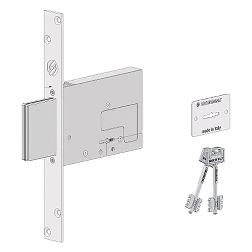 Serratura A Doppia Mappa Da Infilare Per Fascia Per Ferro '2031' E 70 - 4 Mandate / Corsa 40 Mm - Securemme