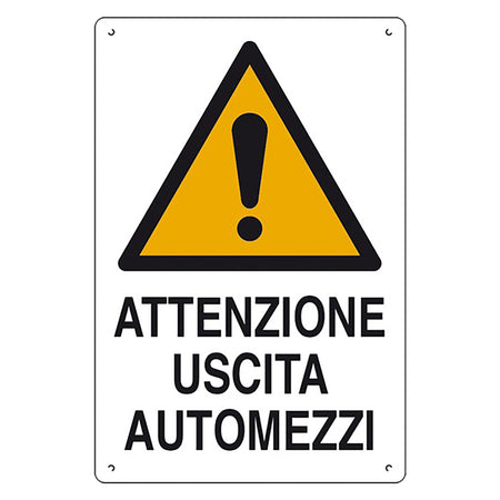 Cartello 'Attenzione Uscita Automezzi' Cm 40 X 60- 10 Pezzi - Eurosignals