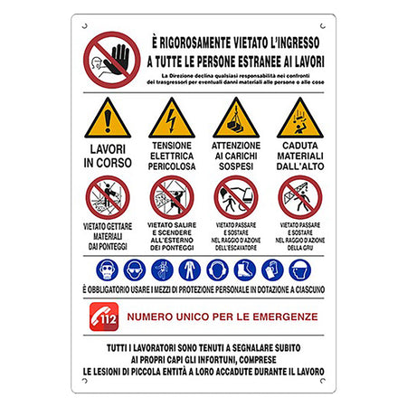 Cartello 20 Simboli Per Cantiere Cm 80 X 60- 10 Pezzi - Eurosignals