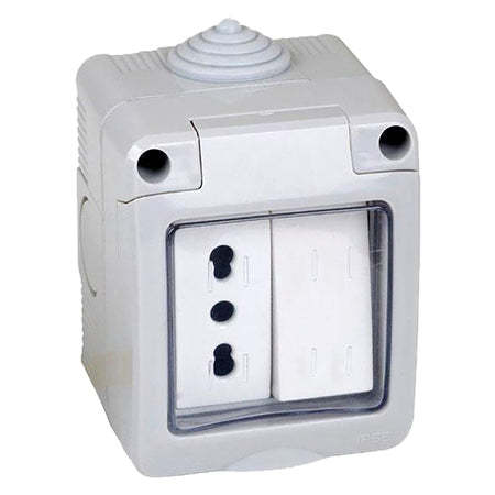 Contenitore Esterno Interruttore + Presa 1 Deviatore + Presa Bivalente 10/16A - Faeg