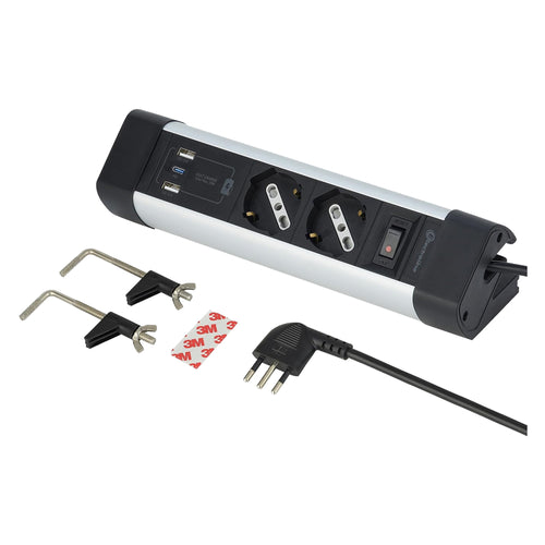 Multipresa Da Scrivania Colore Nero/Argento - Electraline