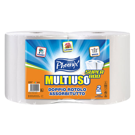 Bobina Carta 'Phoenix Multiuso Super 800' Kg 0,7 A Rotolo Circa (Prezzo Singolo Rotolo)- 2 Rotolo - Made In Italy