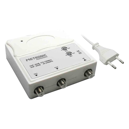Amplificatore Interno 1 In/2 Out 1 Ingresso Uhf/Vhf - 2 Uscite Tv - Metronic