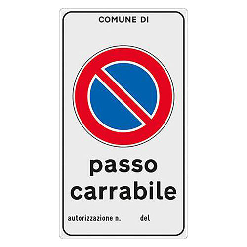 Cartello 'Passo Carrabile' Cm 45 X 25 - Eurosignals