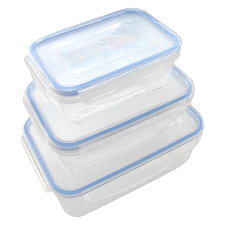 Contenitore Rettangolare In Plastica Set 'Superlock' Kit 3 Pezzi - Lt 0,24 / 0,5 / 1,0 - Ecoplast