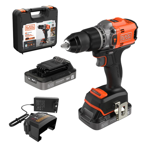 Trapano Avvitatore A Batteria Con Percussione 'Bld683D2Xk-Qw' 18V - 2,0 Ah Litio - Black Decker
