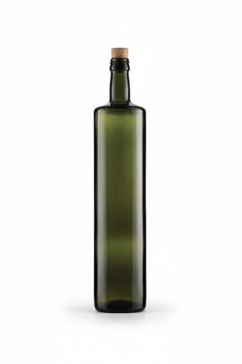 Bottiglia Dorica Cilindrica Per Olio Verde- - Capacitãe Lt.0,25 - Tappo 31,5 - 48 Pezzi