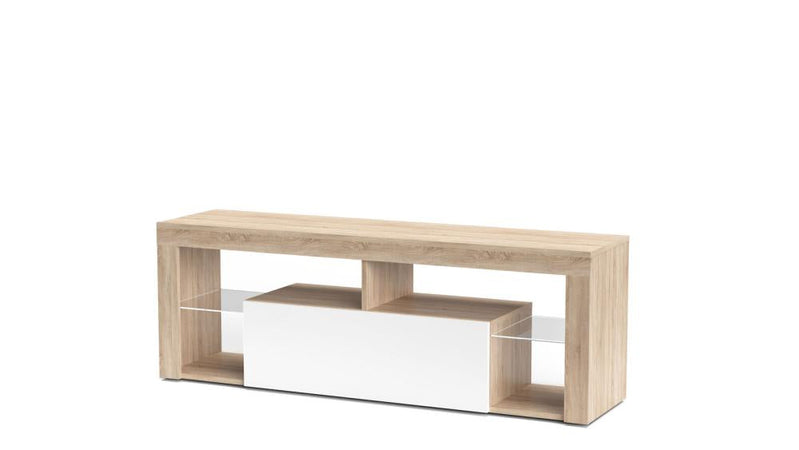 Mobile porta tv soggiorno Hugo cm 140x35x51h cm bianco e rovere