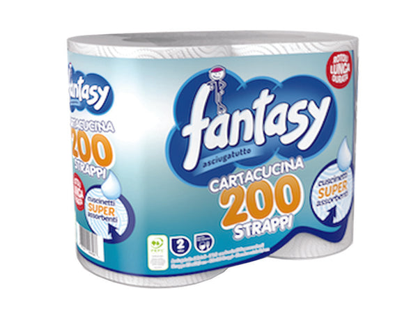 Cartacucina 200 Strappi 2 Veli- - Conf. Da 2 Rotoli - 12 Pezzi Fantasy
