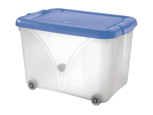 Contenitore Jumbo Con Coperchio E Ruote- - Cm.58,5X38,5X38H. Lt.60 - 3 Pezzi Tontarelli