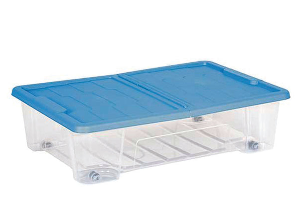 Contenitore Sottoletto Masterbox Colore Trasparente/Blu- - Cm.57X39X15H. - Lt.25 - 15 Pezzi Dea Home