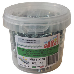 Allfix 100 Tasselli Con Viti F4 6X30 Mm*- Allfix Italia- 1,0 Confezione