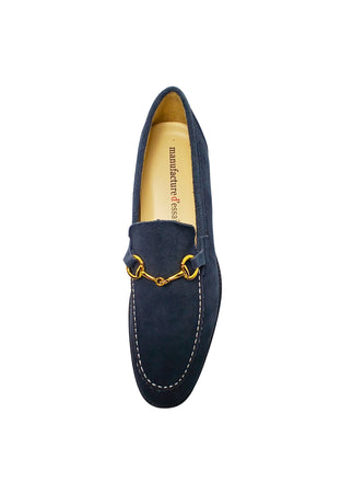 MANUFACTURE D'ESSAI Scarpe Uomo Manufacture D'Essai Mocassino scamosciato Blu-con applicazione in oro da uomo